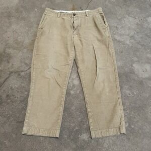 LL Bean Pleated Corduroy Pants Mens 35x29 Beige Trouser Straight Classic 502835